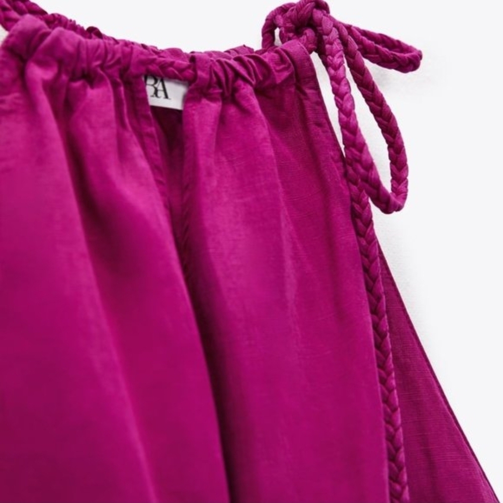 Zara Linen Fuchsia Halter Top - Picture 5 of 10